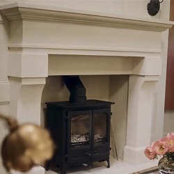 UK limestone fireplace mantel