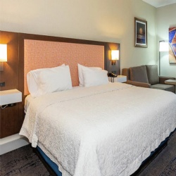 Upholstered Headboard with Wood Base and Frame in Hampton Inn and Suites