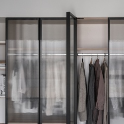 Wardrobe and armoire with obscure fluted glass door