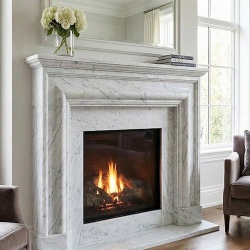 White Marble Fireplace Mantel Replacement for Existing Fireplace