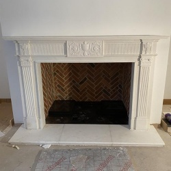 White Marble Fireplace Mantel to Remodel Old Brick Fireplace