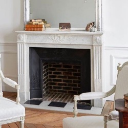 White marble neoclassical Parisian fireplace