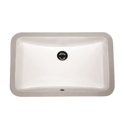 White rectangular porcelain bathroom sink