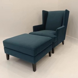 Wing Back Lounge Chair and Foot Rest