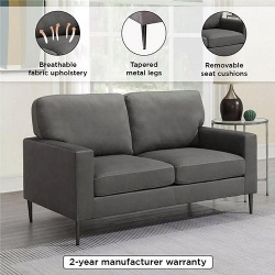 Woven Fabric Loveseat Sofa with Removable Cushions