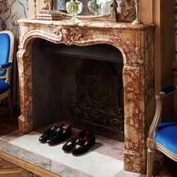 custom red marble fireplace mantel