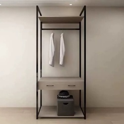 free standing hanging wardrobe with wood and metal