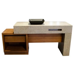freestanding vanity cabinet and quartz stone countertop set