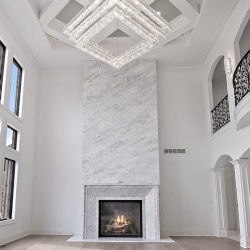 full height stone fireplace