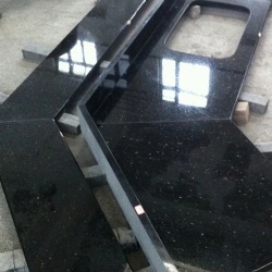granite black galaxy countertop with shelves for traditional kitchen