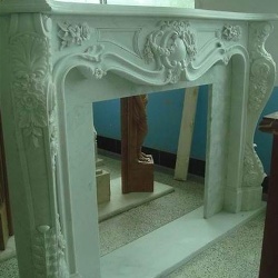hand carved white marble fireplace tailored to your vision and space