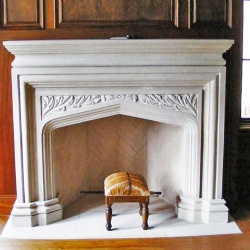 handcrafted limestone fireplace mantel for living room