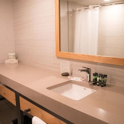hotel bathroom quartz countertops