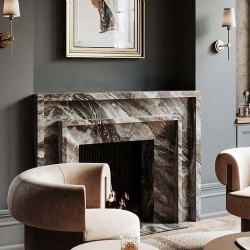minimalist stone fireplace surround