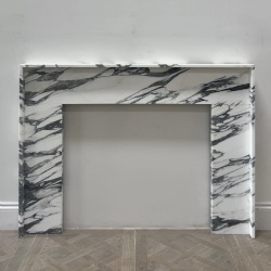 modern fireplace mantel in arabescato corchia marble