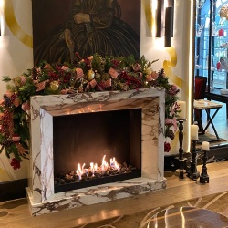 modern minimalist marble fireplace surround in four seasons hotel Mexico City