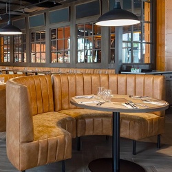 restaurant booth delivered to commercial site