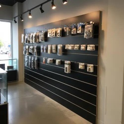 slatwall auto shop display fixtures for auto parts retail