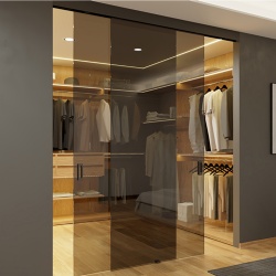 sliding wardrobe door by saheco hardware and tinted glass fabrication