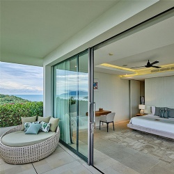 thermal break aluminium telescopic sliding glass door